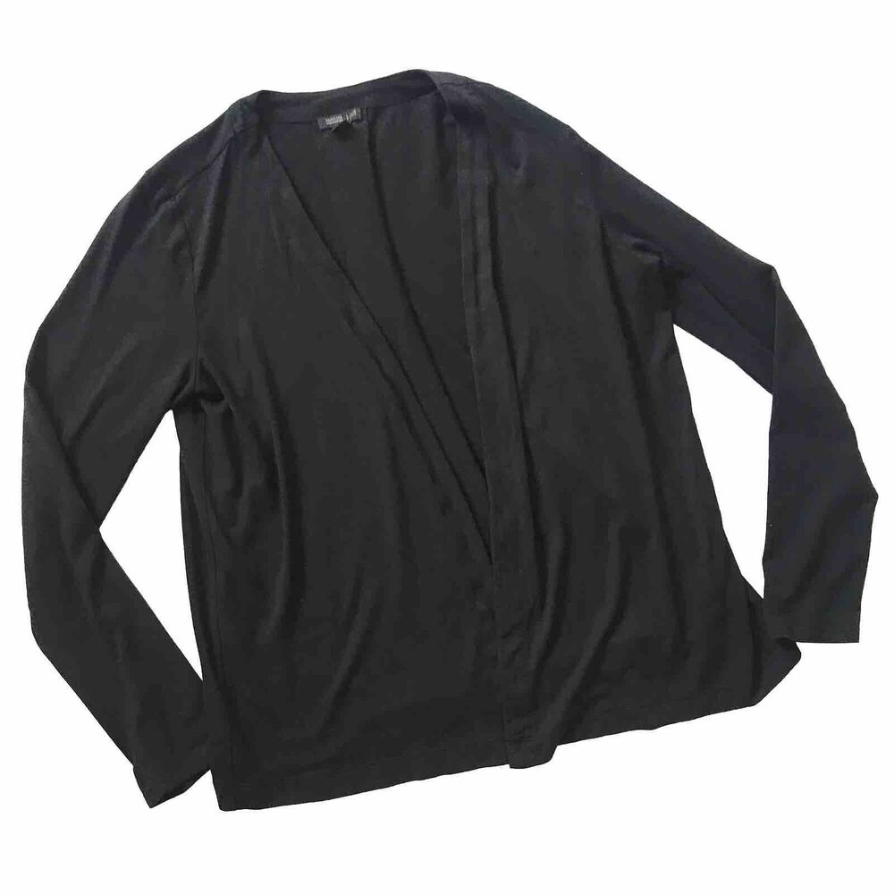 J. Jill Wearever Collection Open Drape Front Tunic Cardigan L/S Black Womens XS
